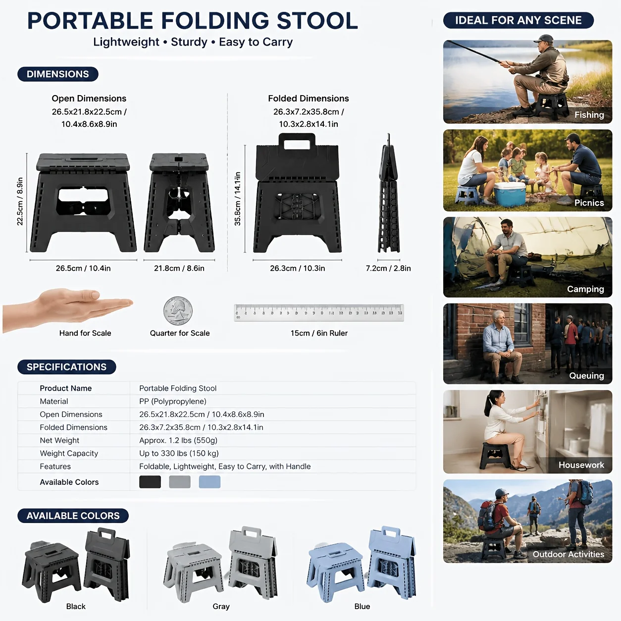 330 Pound Heavy-Duty Folding Stool view 4