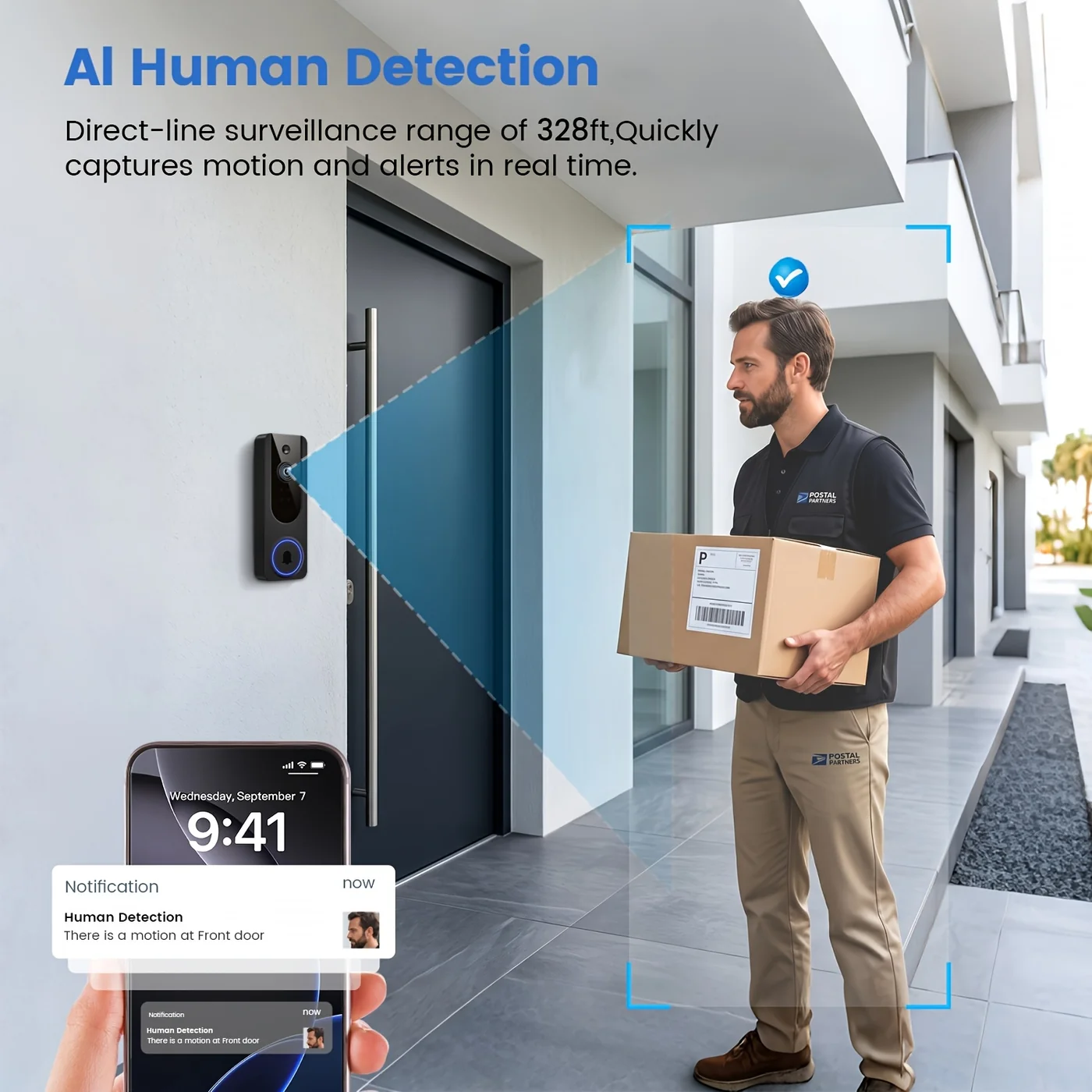 1655P Wireless Doorbell Security Camera view 3