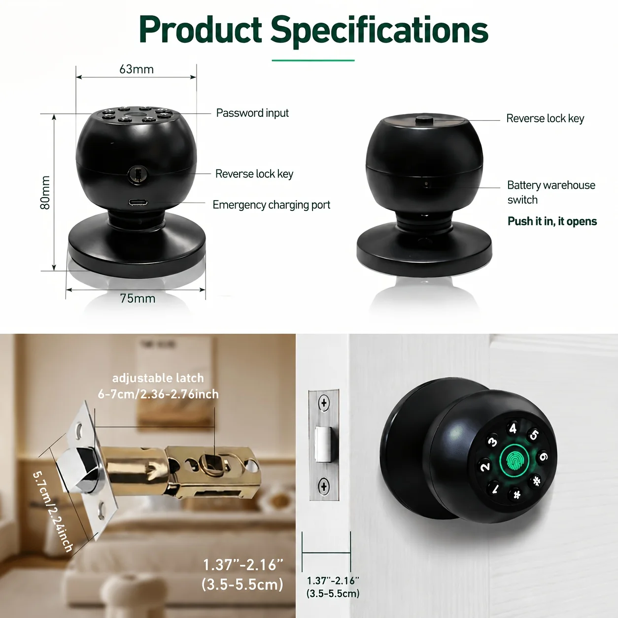 Fingerprint Smart Door Knob view 4