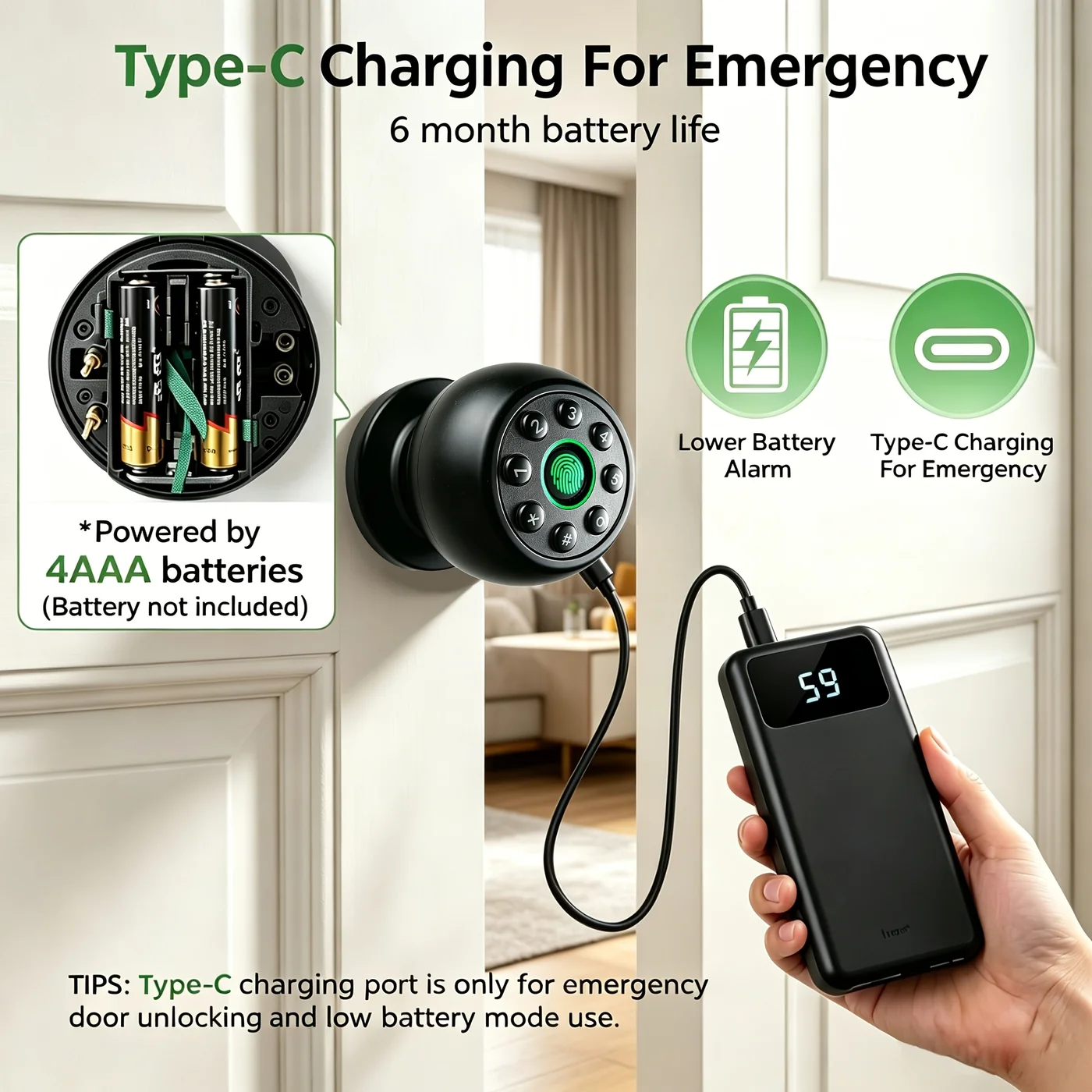 Fingerprint Smart Door Knob view 5