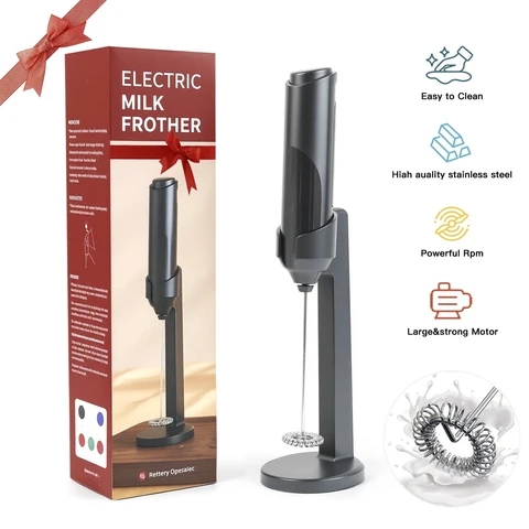 6W Handheld Milk Frother Wand with Stable Stand