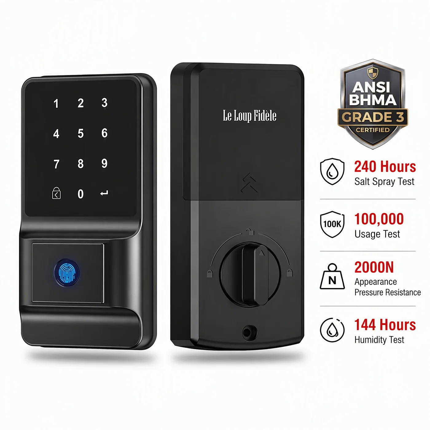 Keyless Smart Door Lock ANSI Grade 3 Fingerprint Touchscreen view 1