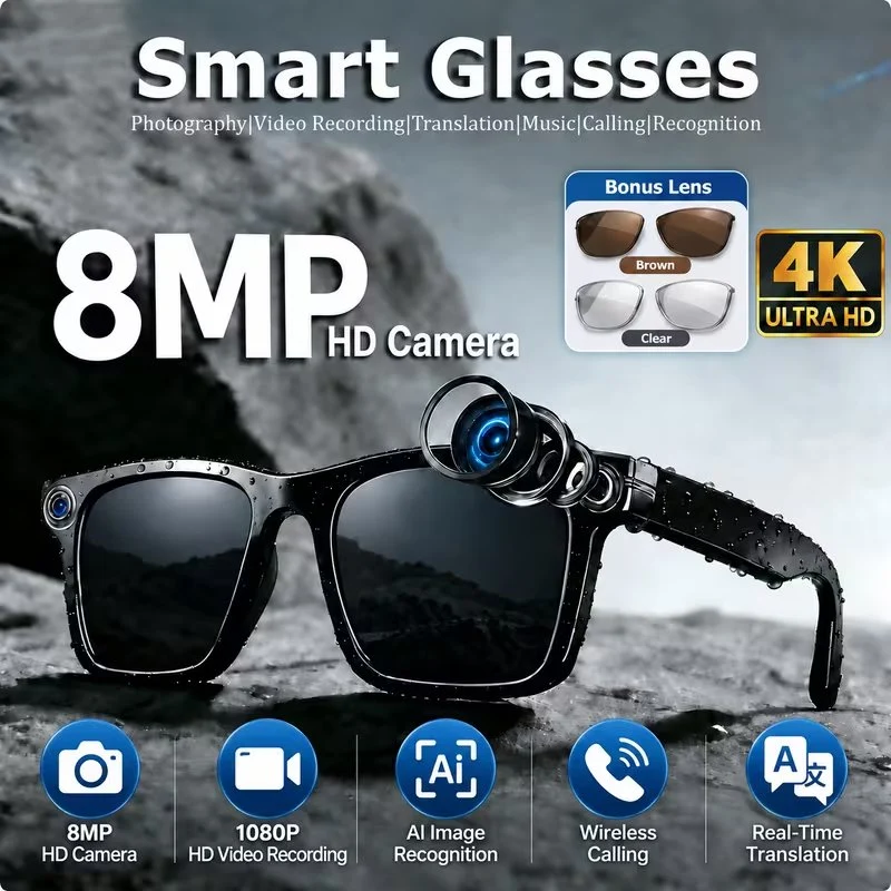 AI Smart Glasses with 8MP Camera