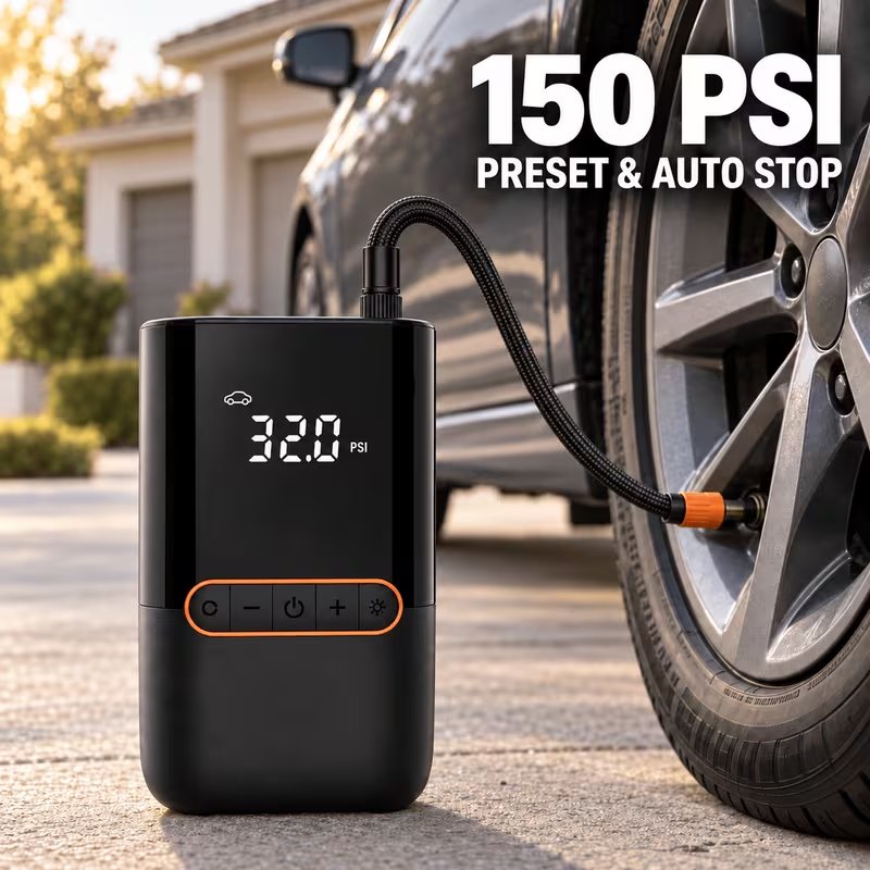 150 PSI Digital Tire Inflator with LCD Display & Auto Stop