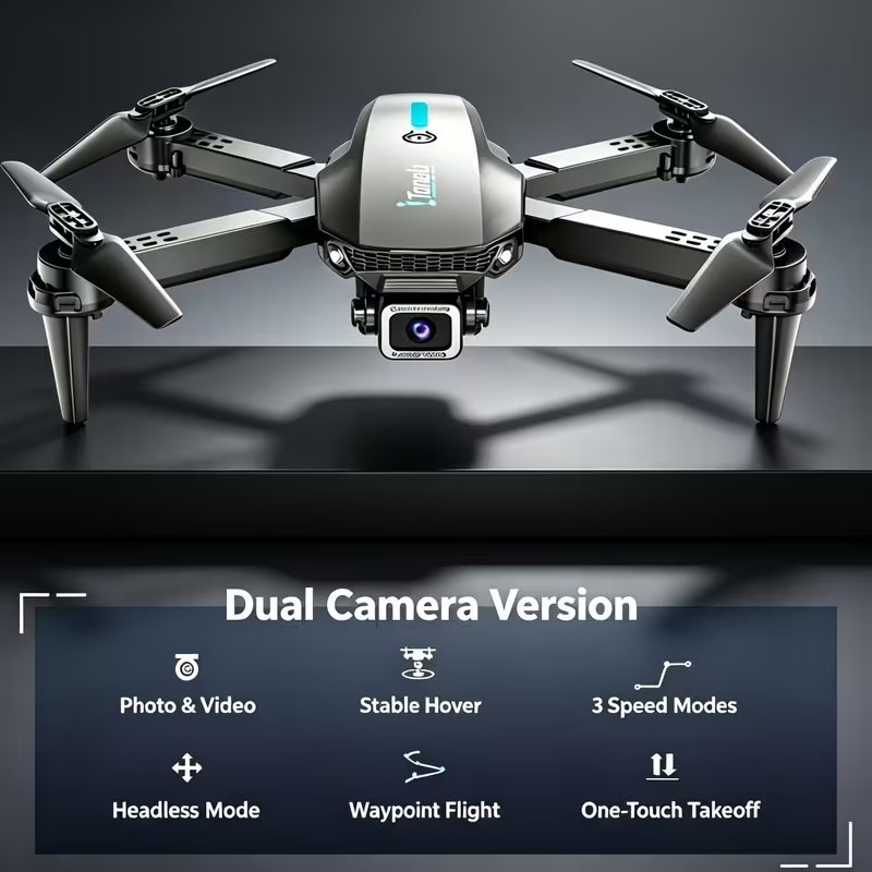 Dual-Camera Foldable RC Drone with Headless Mode & One-Touch Takeoff