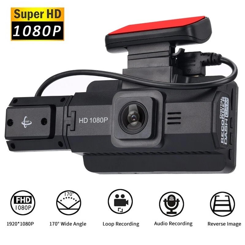 Dual Lens 1080P Dash Cam, 170° Wide Angle Front Camera