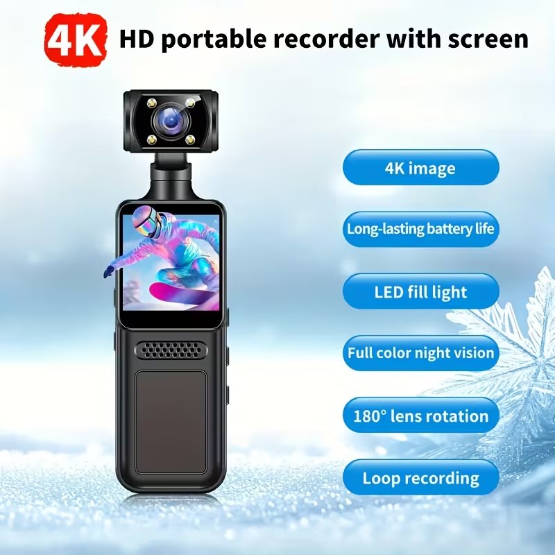 4K HD Portable Vlogging Camera with 180° Rotating Screen