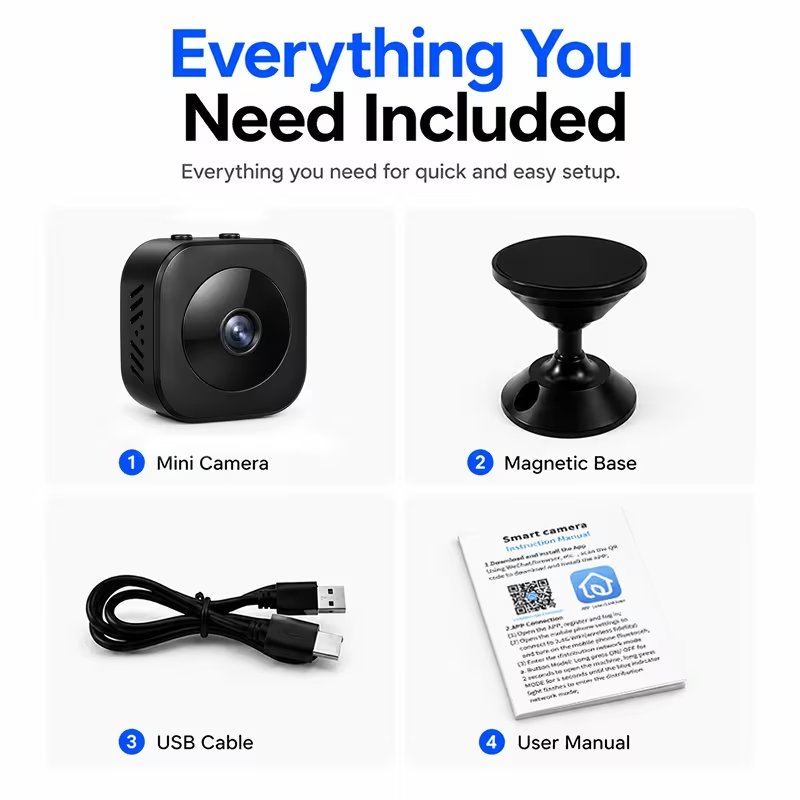 Mini Wi-Fi Security Camera with Night Vision & SD Card Slot