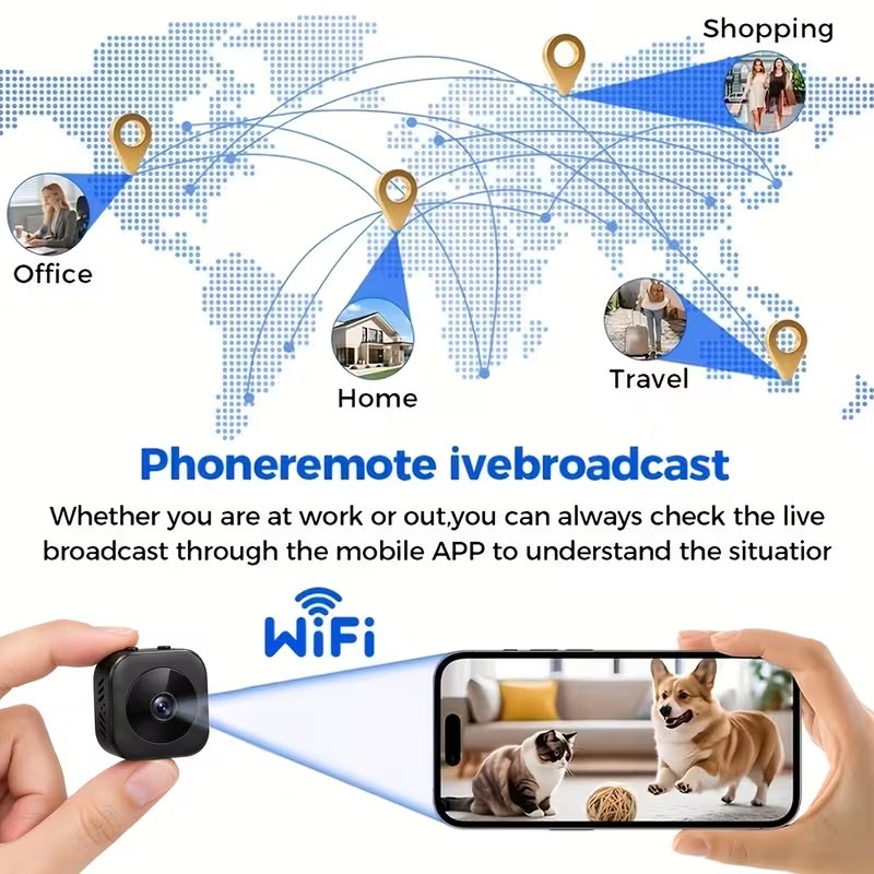 Mini Wi-Fi Security Camera with Night Vision & SD Card Slot