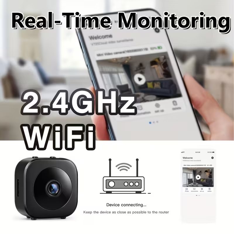 Mini Wi-Fi Security Camera with Night Vision & SD Card Slot