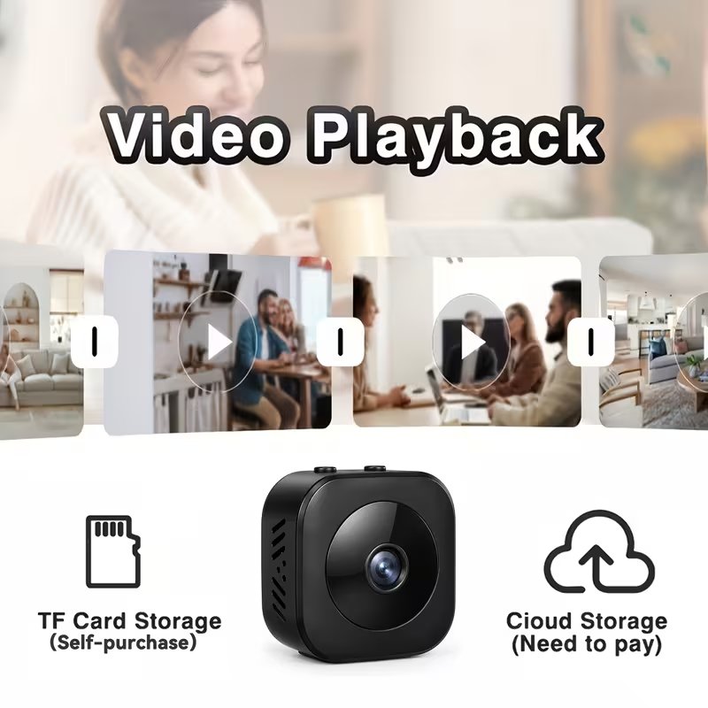 Mini Wi-Fi Security Camera with Night Vision & SD Card Slot