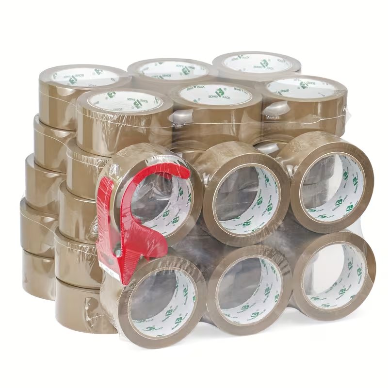 Bomei Pack Brown Packing Tape, 36 Rolls, 2" x 110 Yards, With Dispenser