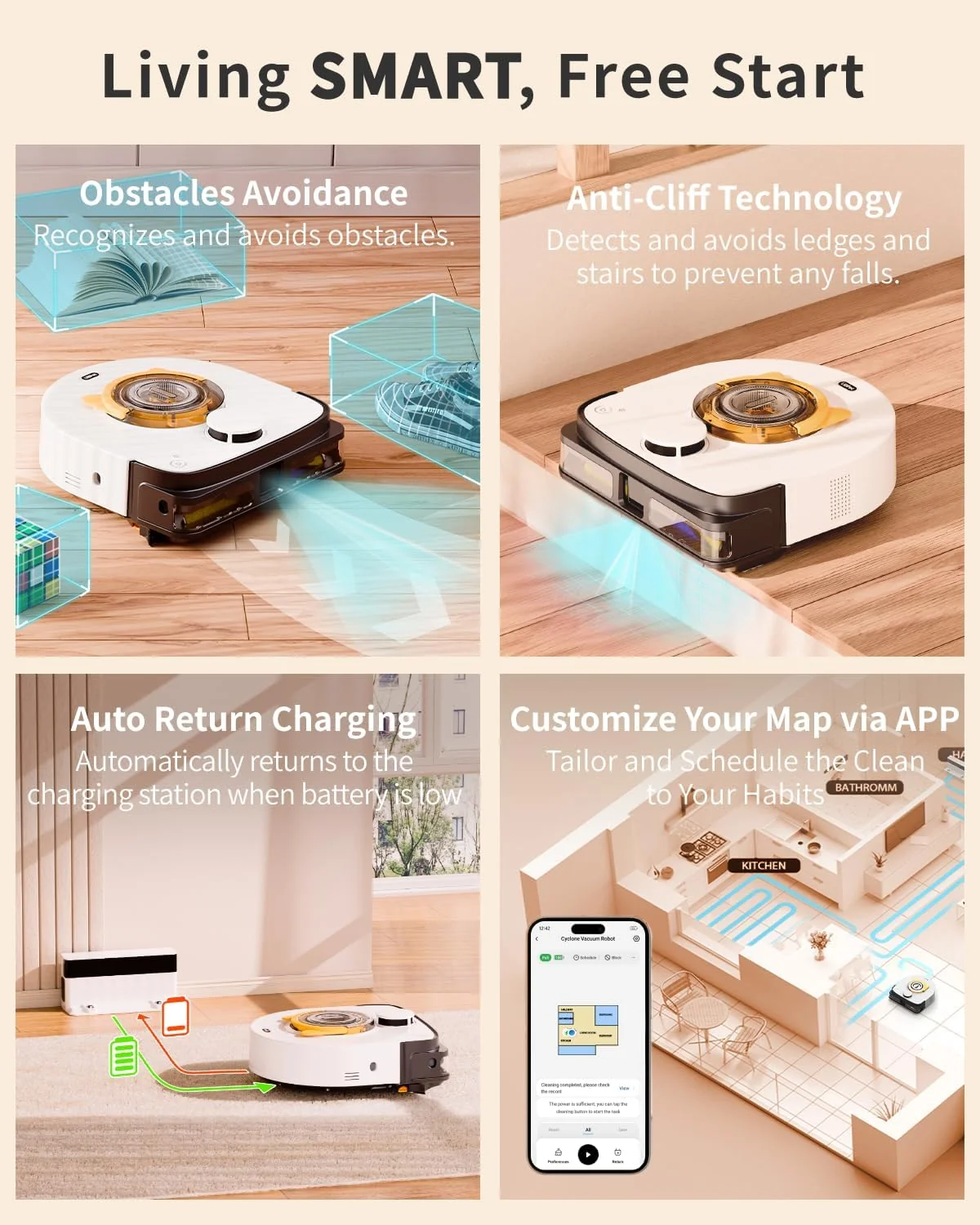 UBPET V10 Robot Vacuum Cleaner – 22,000Pa Ultra-Strong Suction