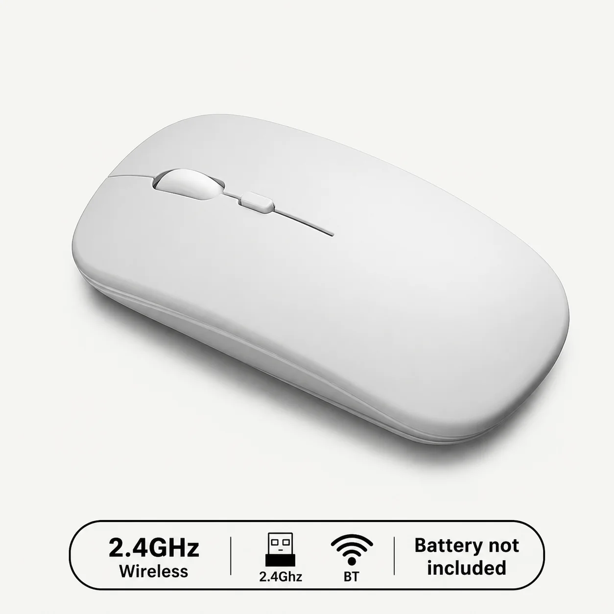 Wireless Mouse BT Connect Portable Slim Silent Click White Light Green