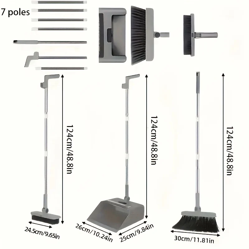 3-in-1 Foldable Broom and Mop Set view 2