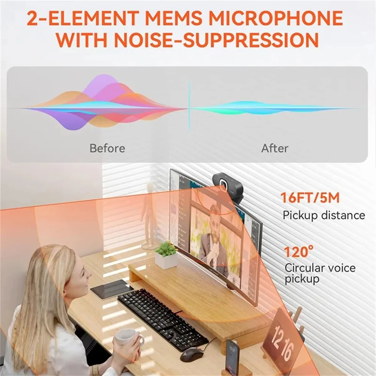 NUROUM 1080P Auto Focus Webcam view 2
