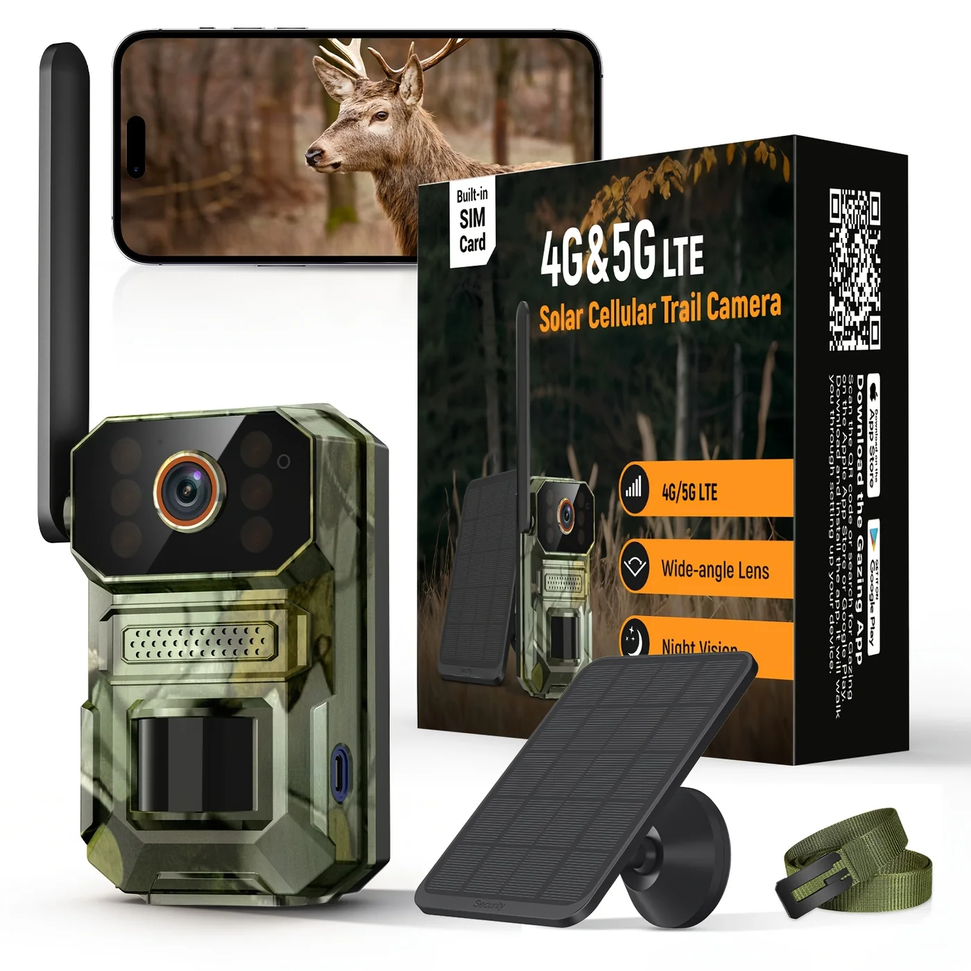 Trail Hunting Security Camera 4G 5G Cellular 2K QHD Solar Panel view 1