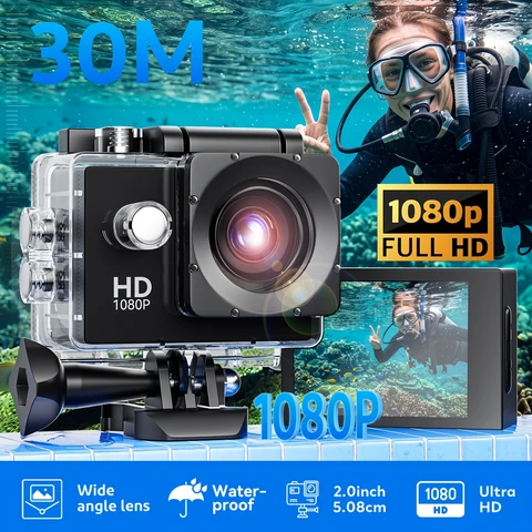 1080P HD Action Camera 170 Wide Angle IP65 Waterproof view 1