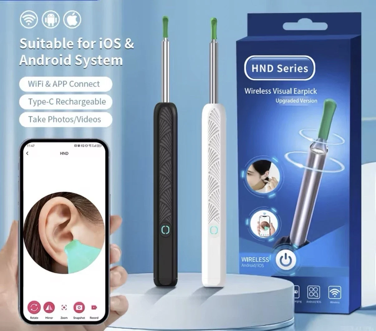 Wireless Ear Wax Cleaner with Camera Safe Earwax Removal Endoscope