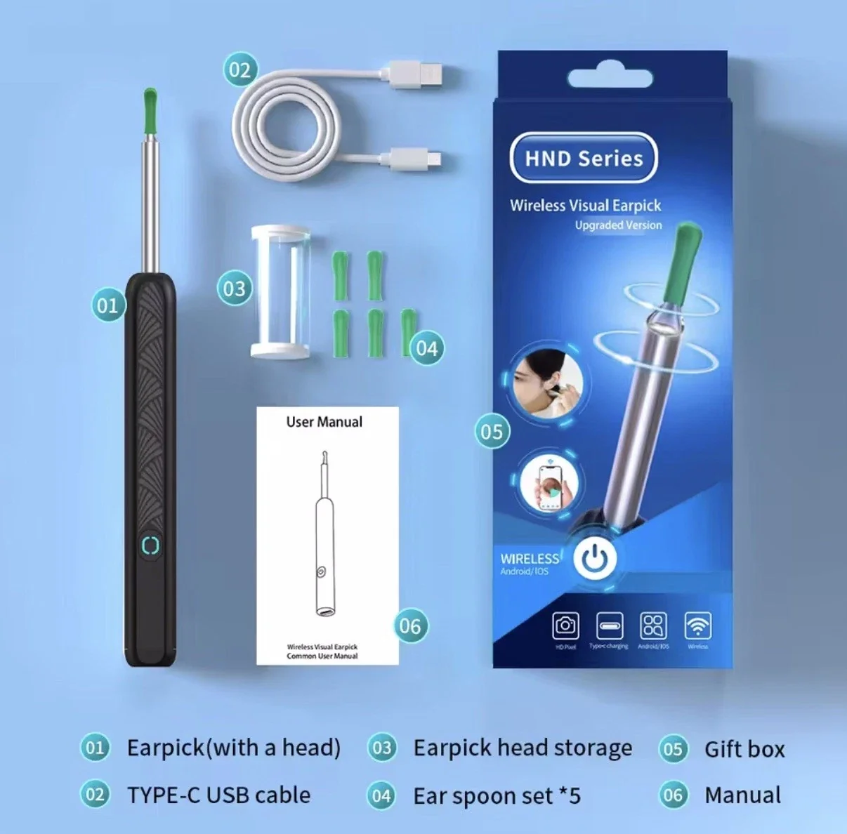 Wireless Ear Wax Cleaner with Camera Safe Earwax Removal Endoscope