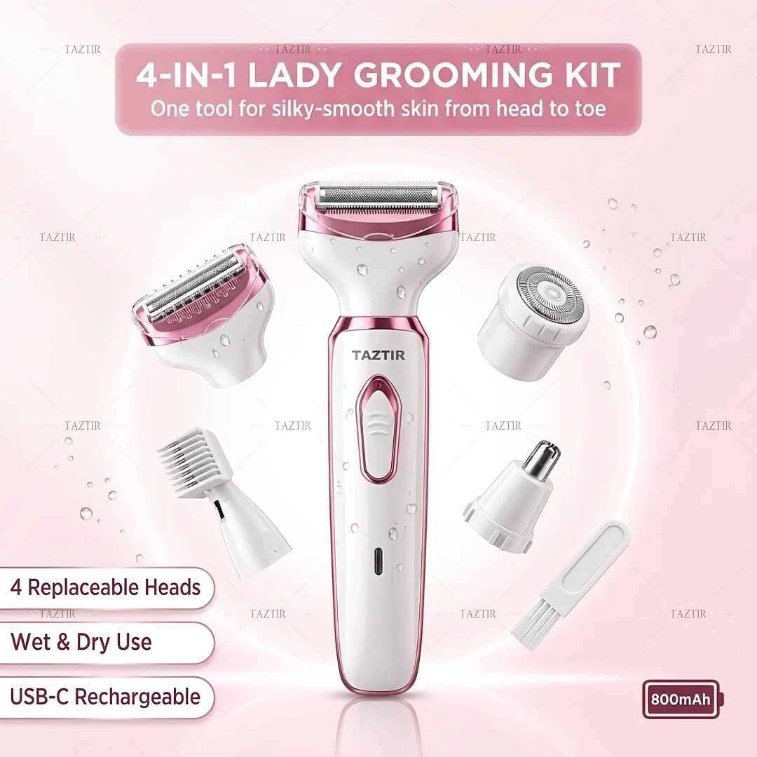 4-in-1 Electric Razor for Women Pink view 2